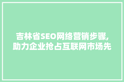 吉林省SEO网络营销步骤,助力企业抢占互联网市场先机