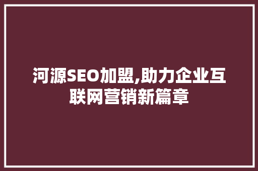 河源SEO加盟,助力企业互联网营销新篇章