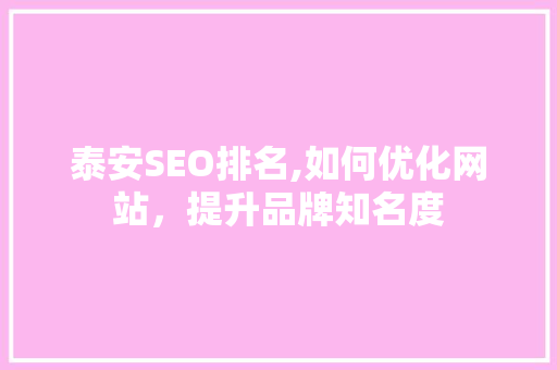 泰安SEO排名,如何优化网站，提升品牌知名度
