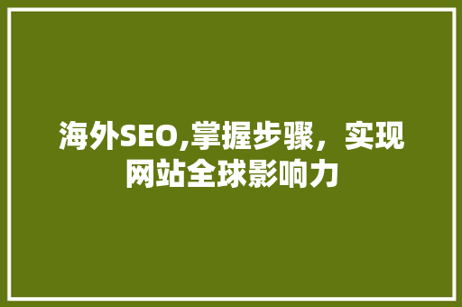 海外SEO,掌握步骤，实现网站全球影响力