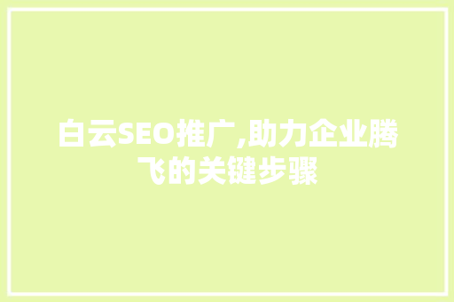 白云SEO推广,助力企业腾飞的关键步骤