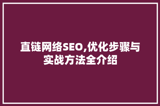 直链网络SEO,优化步骤与实战方法全介绍