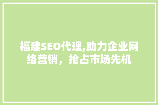 福建SEO代理,助力企业网络营销，抢占市场先机