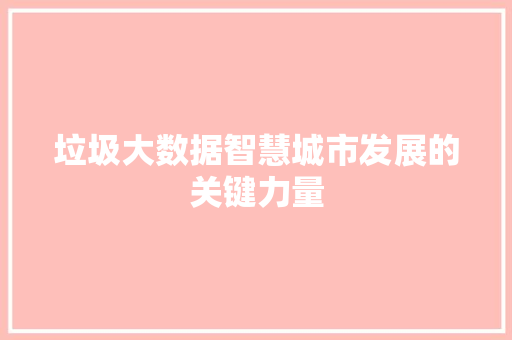 垃圾大数据智慧城市发展的关键力量  第1张