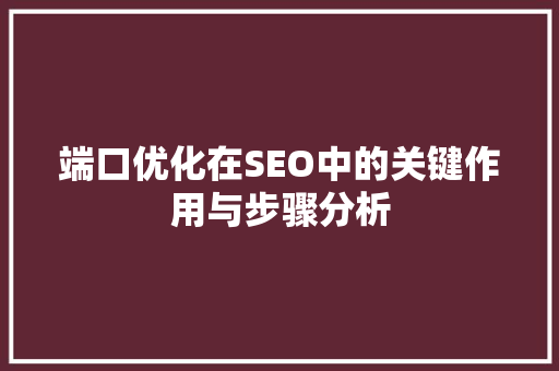 端口优化在SEO中的关键作用与步骤分析