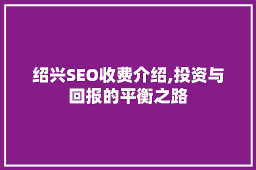 绍兴SEO收费介绍,投资与回报的平衡之路