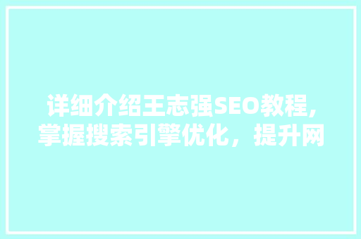 详细介绍王志强SEO教程,掌握搜索引擎优化，提升网站排名与流量