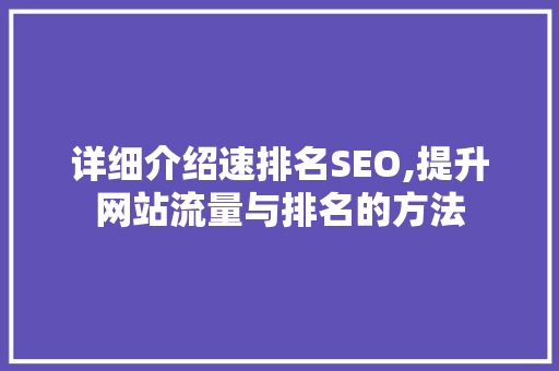 详细介绍速排名SEO,提升网站流量与排名的方法  第1张