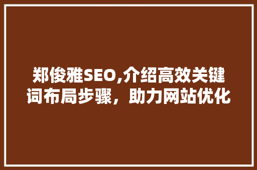 郑俊雅SEO,介绍高效关键词布局步骤，助力网站优化与提升