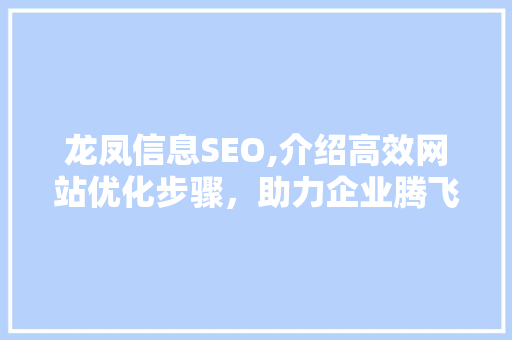 龙凤信息SEO,介绍高效网站优化步骤，助力企业腾飞