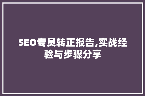 SEO专员转正报告,实战经验与步骤分享  第1张
