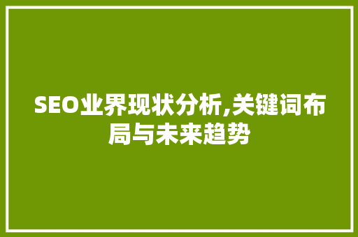 SEO业界现状分析,关键词布局与未来趋势