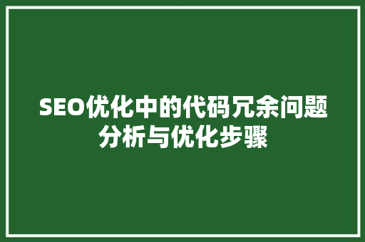 SEO优化中的代码冗余问题分析与优化步骤