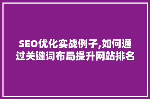 SEO优化实战例子,如何通过关键词布局提升网站排名