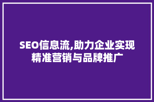 SEO信息流,助力企业实现精准营销与品牌推广