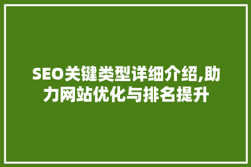 SEO关键类型详细介绍,助力网站优化与排名提升
