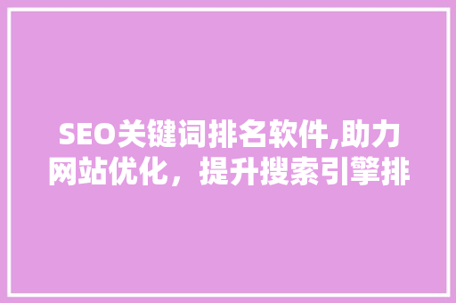 SEO关键词排名软件,助力网站优化，提升搜索引擎排名之路