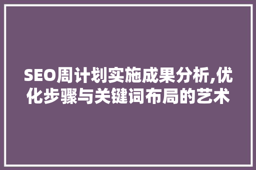 SEO周计划实施成果分析,优化步骤与关键词布局的艺术