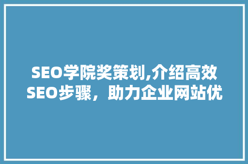 SEO学院奖策划,介绍高效SEO步骤，助力企业网站优化