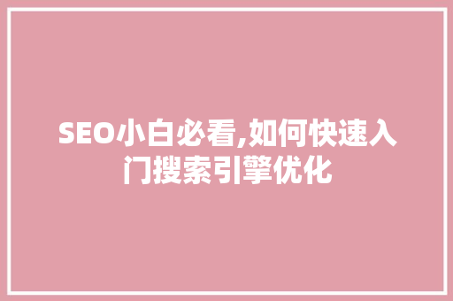 SEO小白必看,如何快速入门搜索引擎优化