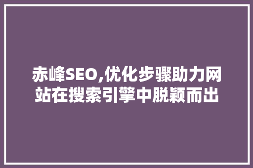 赤峰SEO,优化步骤助力网站在搜索引擎中脱颖而出