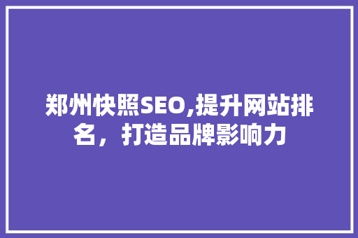 郑州快照SEO,提升网站排名，打造品牌影响力