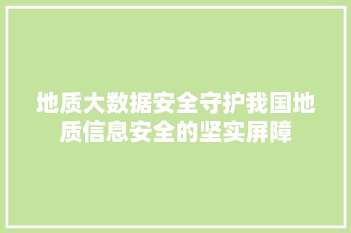 地质大数据安全守护我国地质信息安全的坚实屏障  第1张