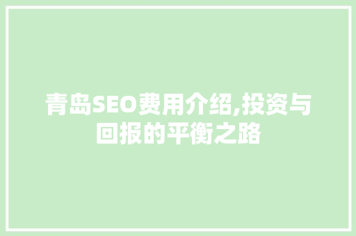 青岛SEO费用介绍,投资与回报的平衡之路