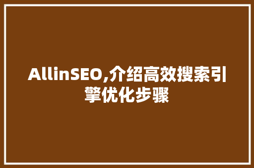 AllinSEO,介绍高效搜索引擎优化步骤