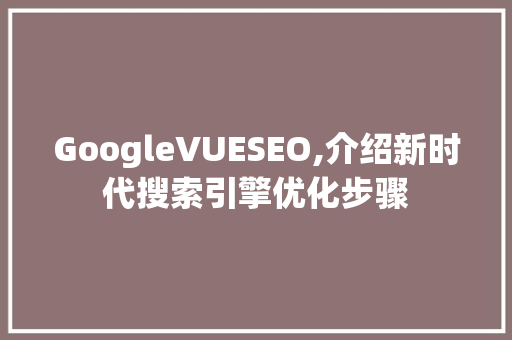 GoogleVUESEO,介绍新时代搜索引擎优化步骤