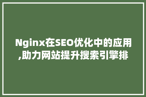 Nginx在SEO优化中的应用,助力网站提升搜索引擎排名