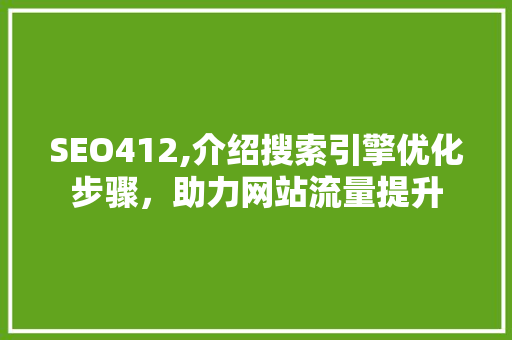 SEO412,介绍搜索引擎优化步骤，助力网站流量提升