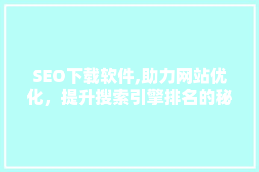 SEO下载软件,助力网站优化，提升搜索引擎排名的秘密武器