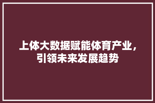 上体大数据赋能体育产业，引领未来发展趋势