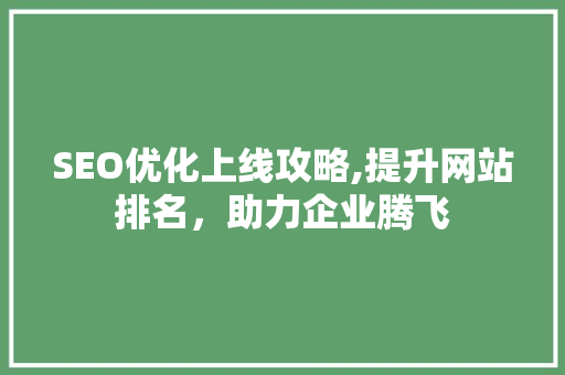 SEO优化上线攻略,提升网站排名，助力企业腾飞