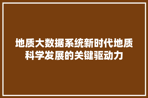 地质大数据系统新时代地质科学发展的关键驱动力
