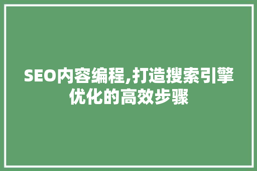 SEO内容编程,打造搜索引擎优化的高效步骤