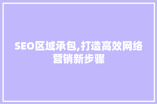 SEO区域承包,打造高效网络营销新步骤