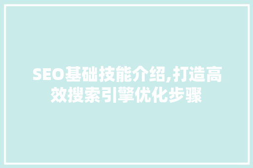 SEO基础技能介绍,打造高效搜索引擎优化步骤  第1张