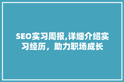 SEO实习周报,详细介绍实习经历，助力职场成长