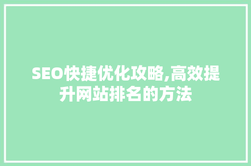 SEO快捷优化攻略,高效提升网站排名的方法