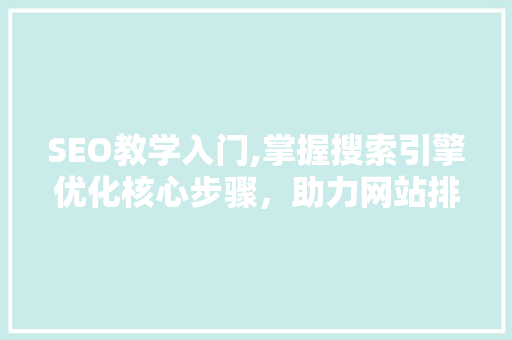 SEO教学入门,掌握搜索引擎优化核心步骤，助力网站排名提升