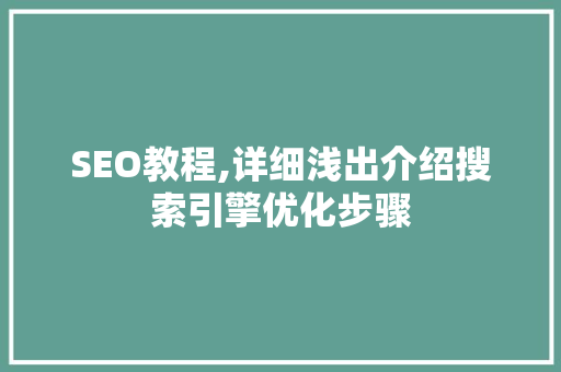 SEO教程,详细浅出介绍搜索引擎优化步骤