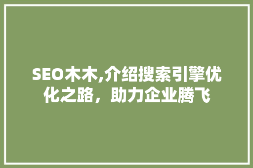 SEO木木,介绍搜索引擎优化之路，助力企业腾飞