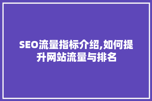 SEO流量指标介绍,如何提升网站流量与排名