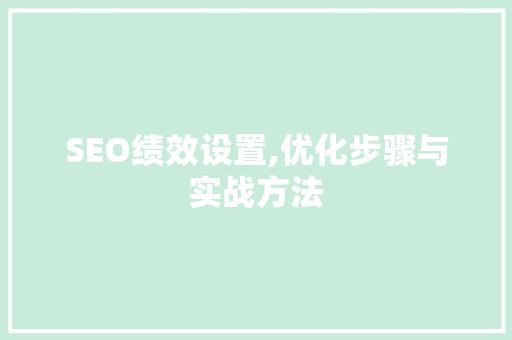 SEO绩效设置,优化步骤与实战方法