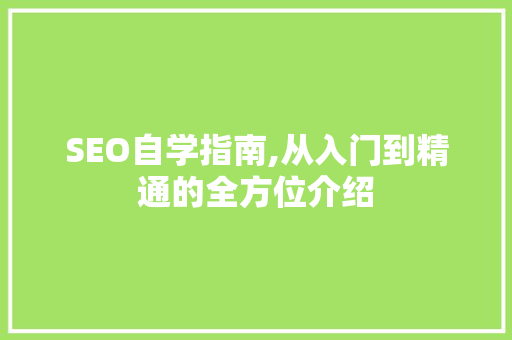 SEO自学指南,从入门到精通的全方位介绍  第1张