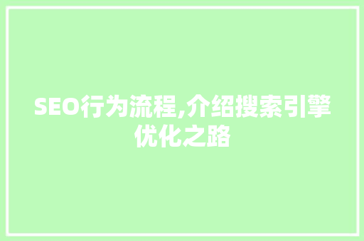 SEO行为流程,介绍搜索引擎优化之路