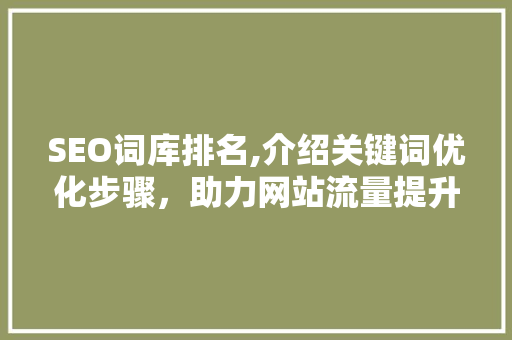 SEO词库排名,介绍关键词优化步骤，助力网站流量提升