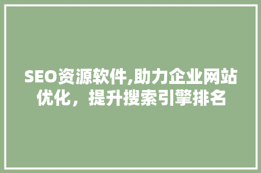 SEO资源软件,助力企业网站优化，提升搜索引擎排名